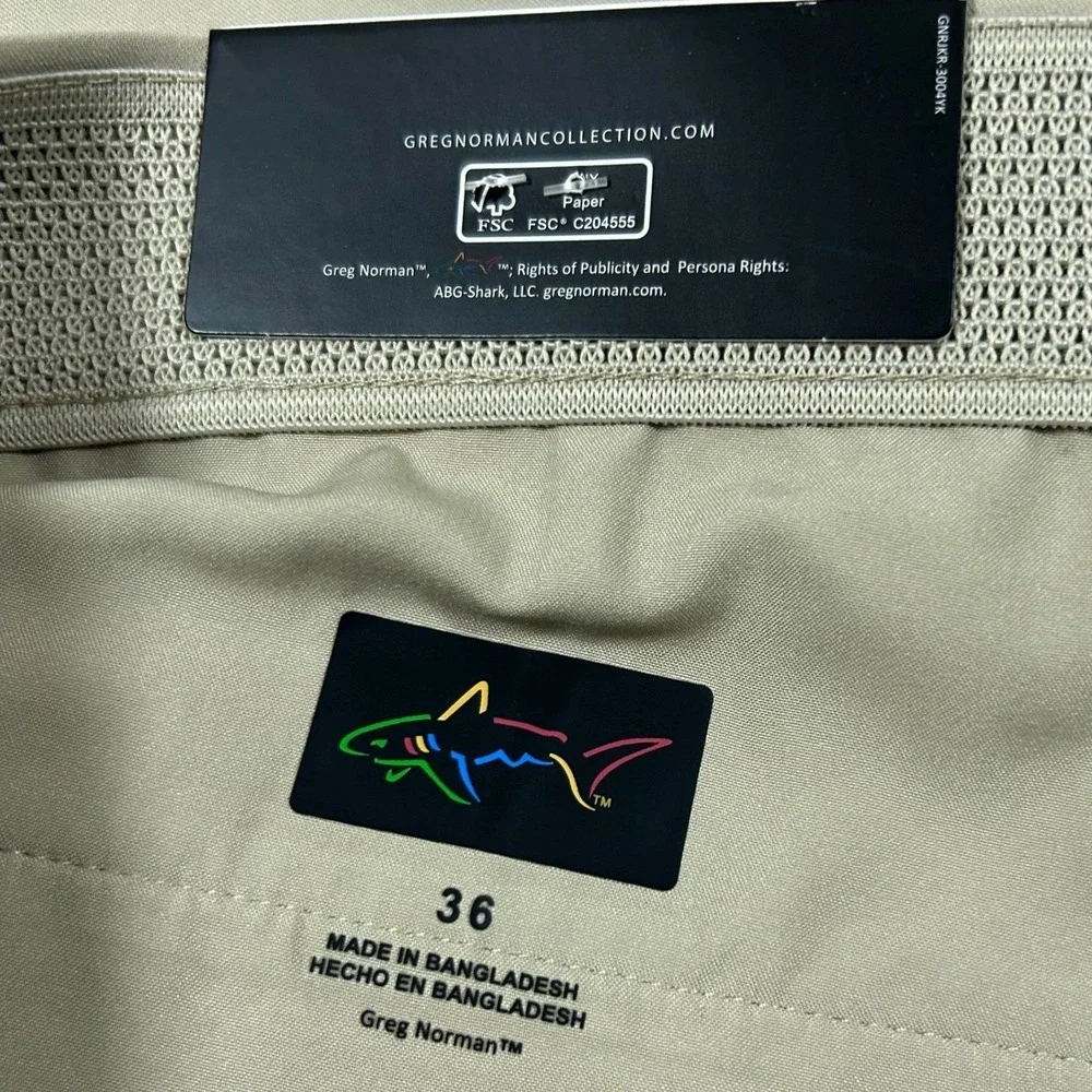 Greg Norman Golf‎ Shorts Mens 36 Tan Stretch Moisture Wicking Performance NWT